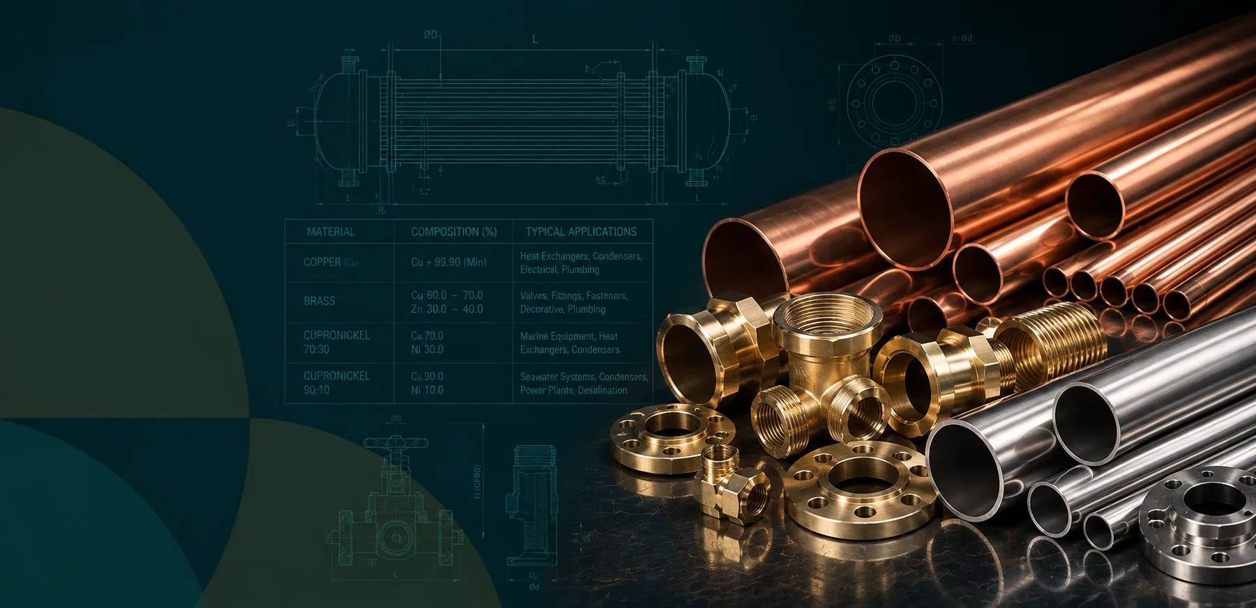 Copper, Brass, Cu Ni 70:30 & 90:10